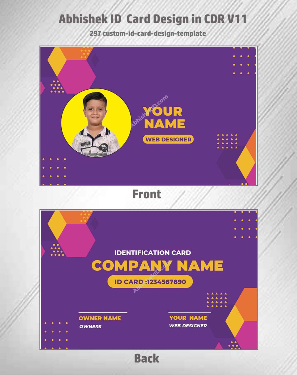 Custom ID card template layout from CorelDraw 11 ID Badge Templates for staff credentials.