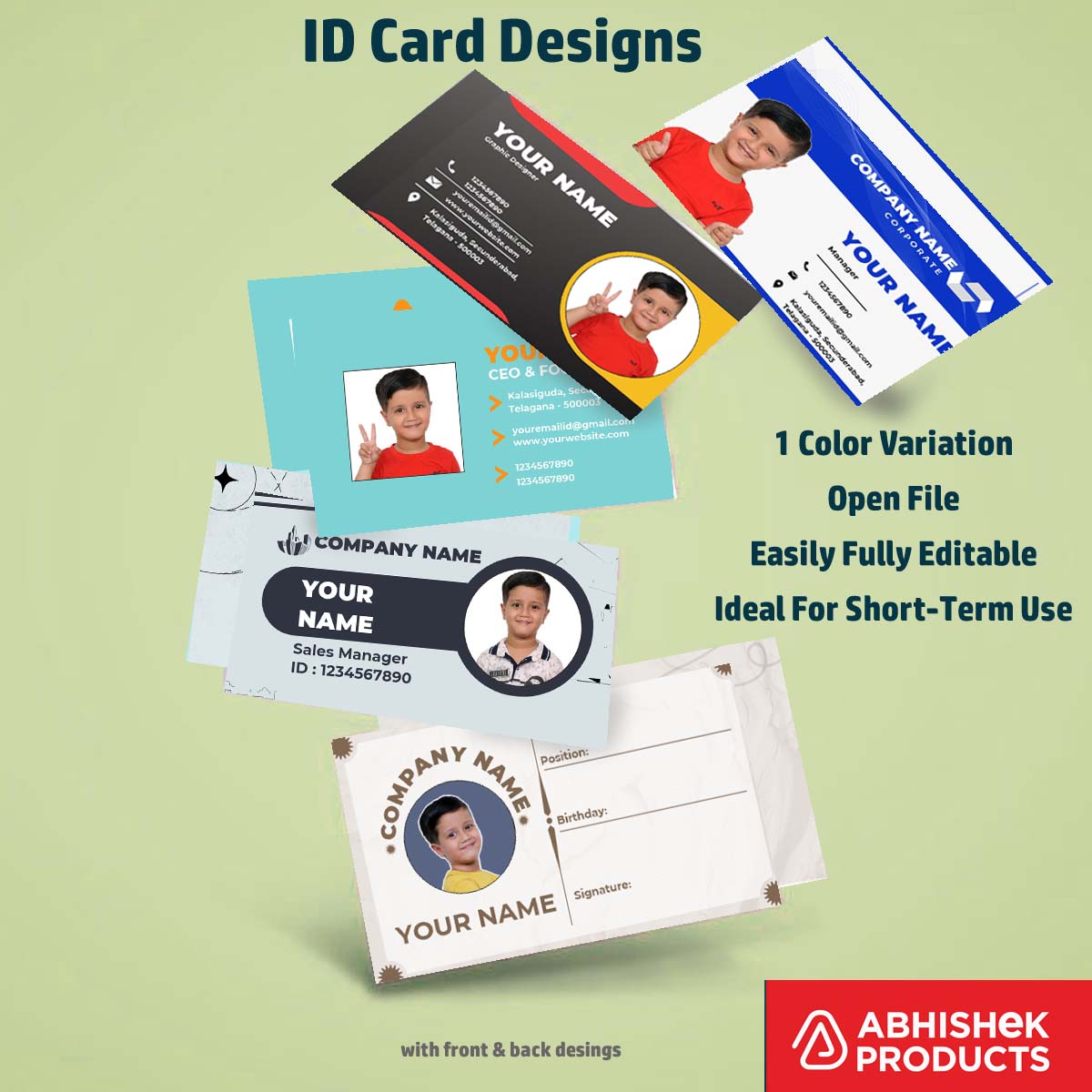 Close-up design sample of CorelDraw 11 ID Card Templates for business badge manufacturing tasks.