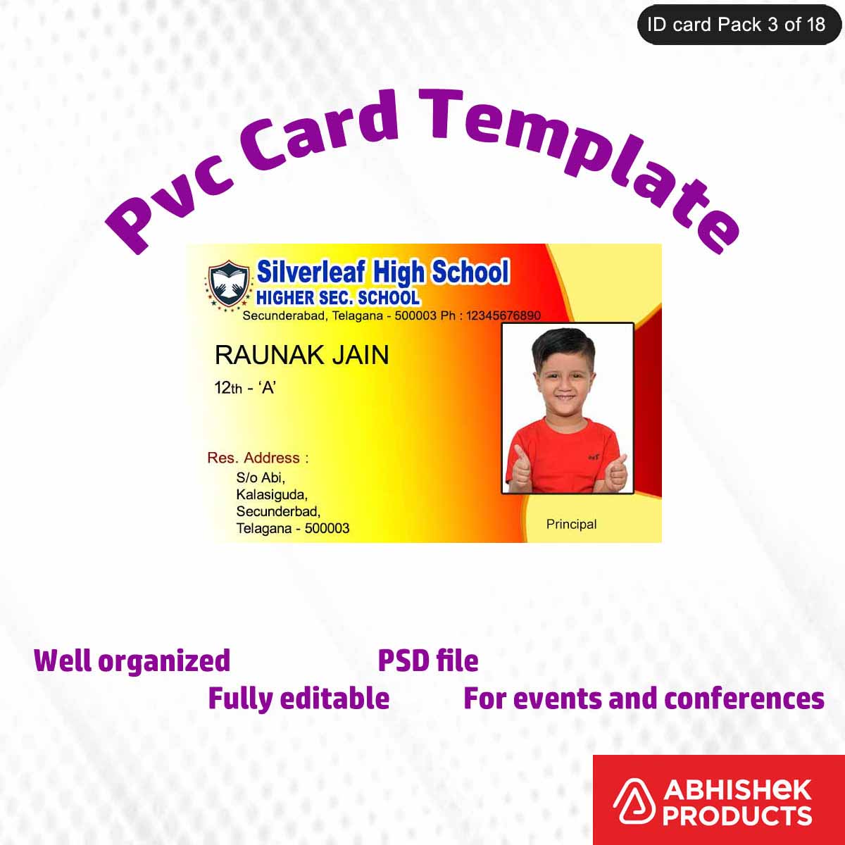 50 Creative ID Card Design PSD Templates | Modern Style - View 9 - abhishekid.com