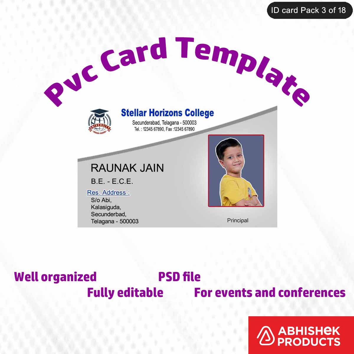 50 Creative ID Card Design PSD Templates | Modern Style - View 8 - abhishekid.com