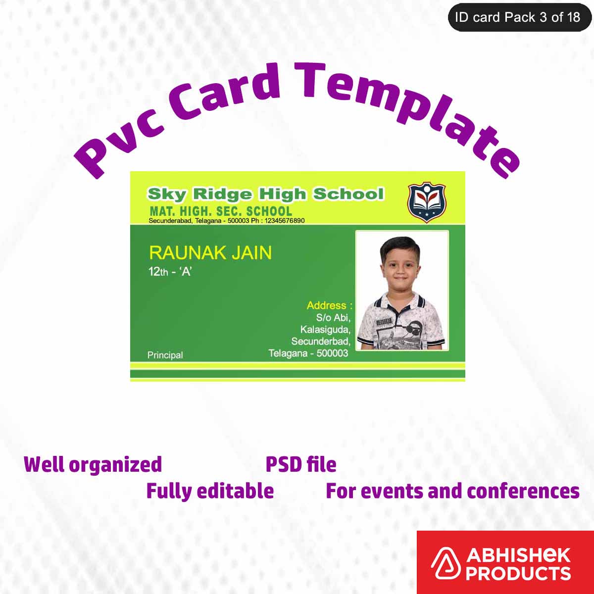 50 Creative ID Card Design PSD Templates | Modern Style - View 7 - abhishekid.com