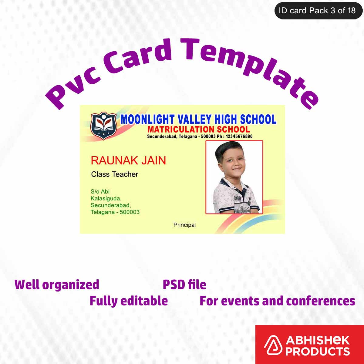 50 Creative ID Card Design PSD Templates | Modern Style - View 5 - abhishekid.com