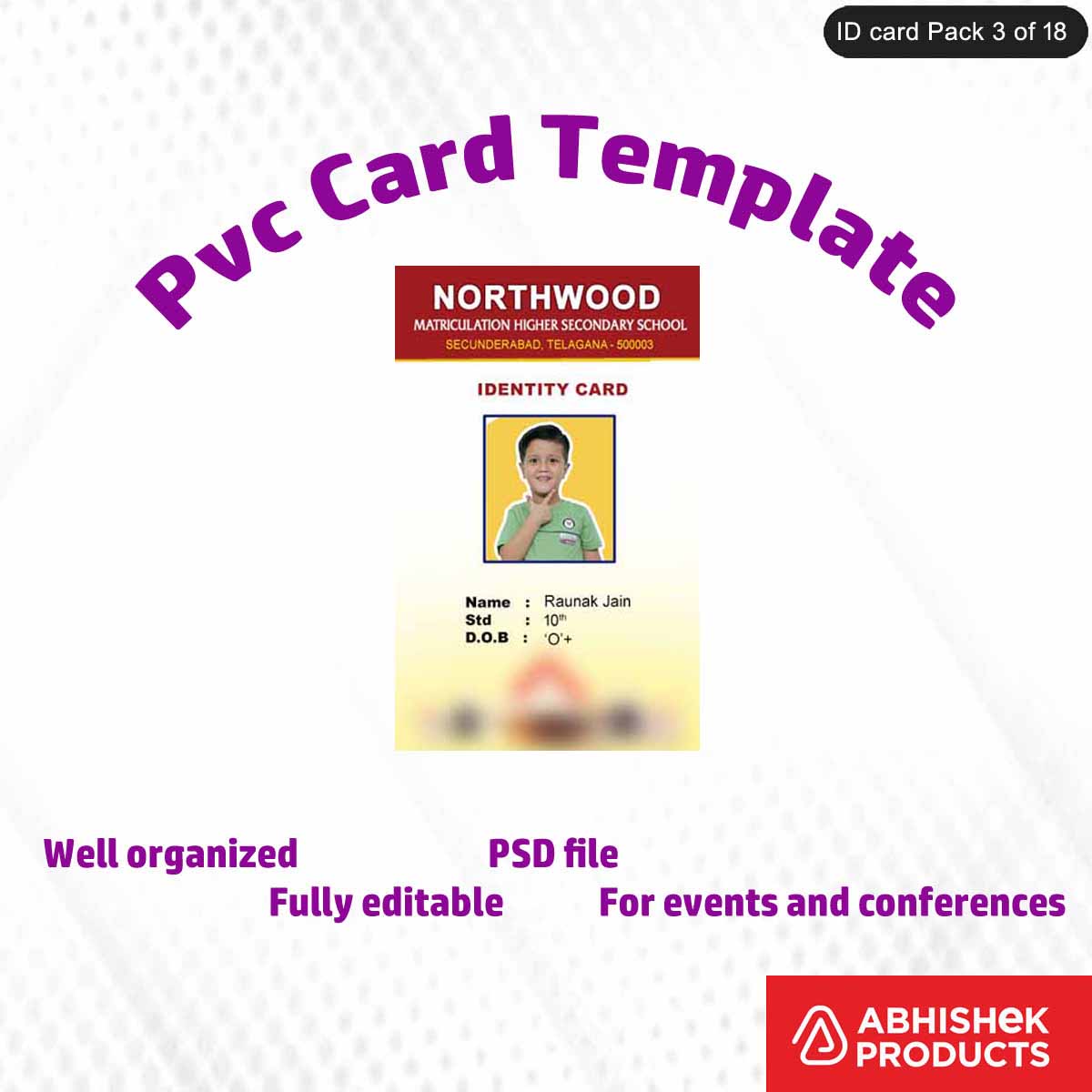 50 Creative ID Card Design PSD Templates | Modern Style - View 2 - abhishekid.com