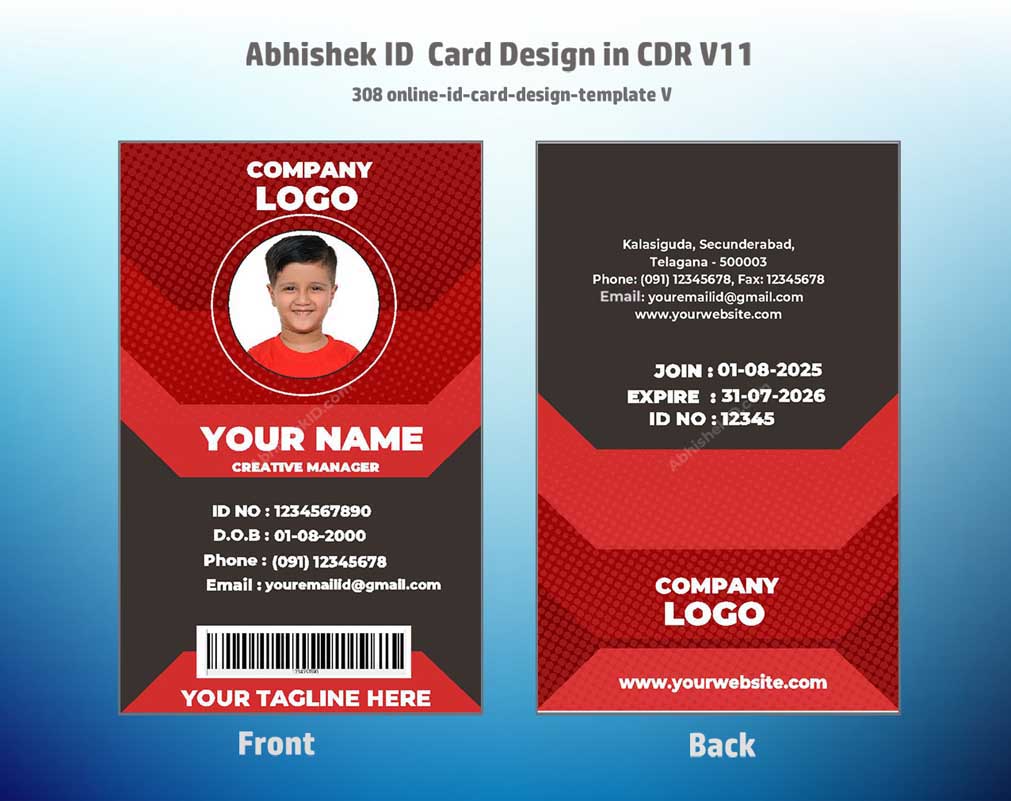 CorelDraw ID Card Templates for industrial grade PVC printing and secure identification manufacturing.