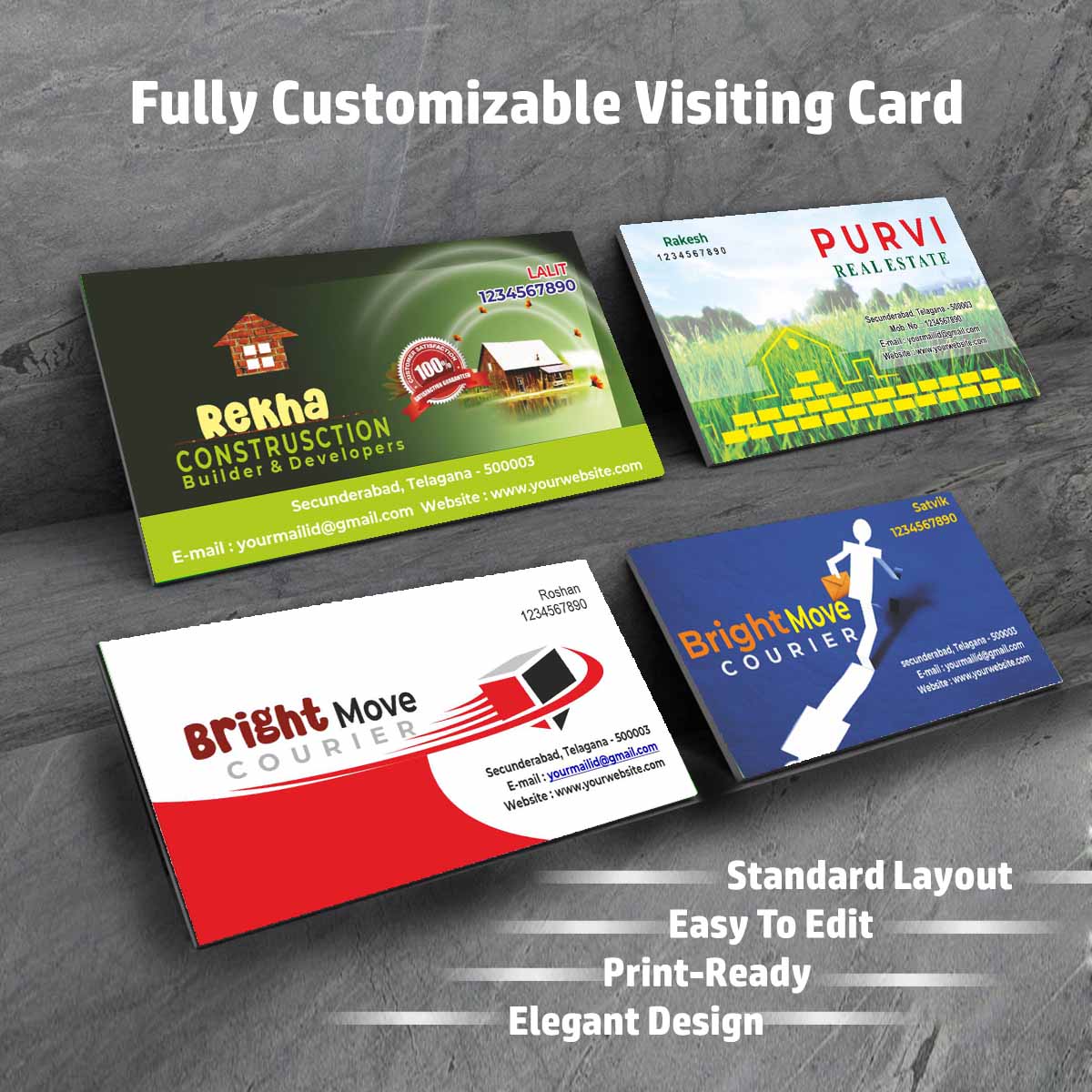 3/10 बिजनेस विजिटिंग कार्ड डिज़ाइन फ़ाइलें - 100 CDR v11 टेम्प्लेट फ़ाइलें - पियानो क्लास, माइंड ट्रेनिंग, म्यूज़िक क्लास, सिंगिंग क्लास, कंप्यूटर क्लास, कंस्ट्रक्शन, ईंटें, रियल एस्टेट, कूरियर