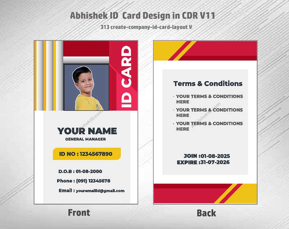 CorelDraw ID Card Templates for administrative office use and corporate personnel badge templates.