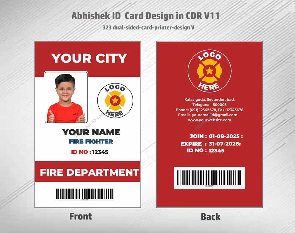 CorelDraw ID Card Templates for secure access control and dual-sided identification badge rendering.