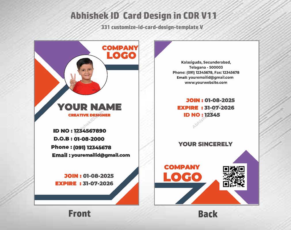 CorelDraw ID Card Templates for corporate internal networking and identity card architecture integration.