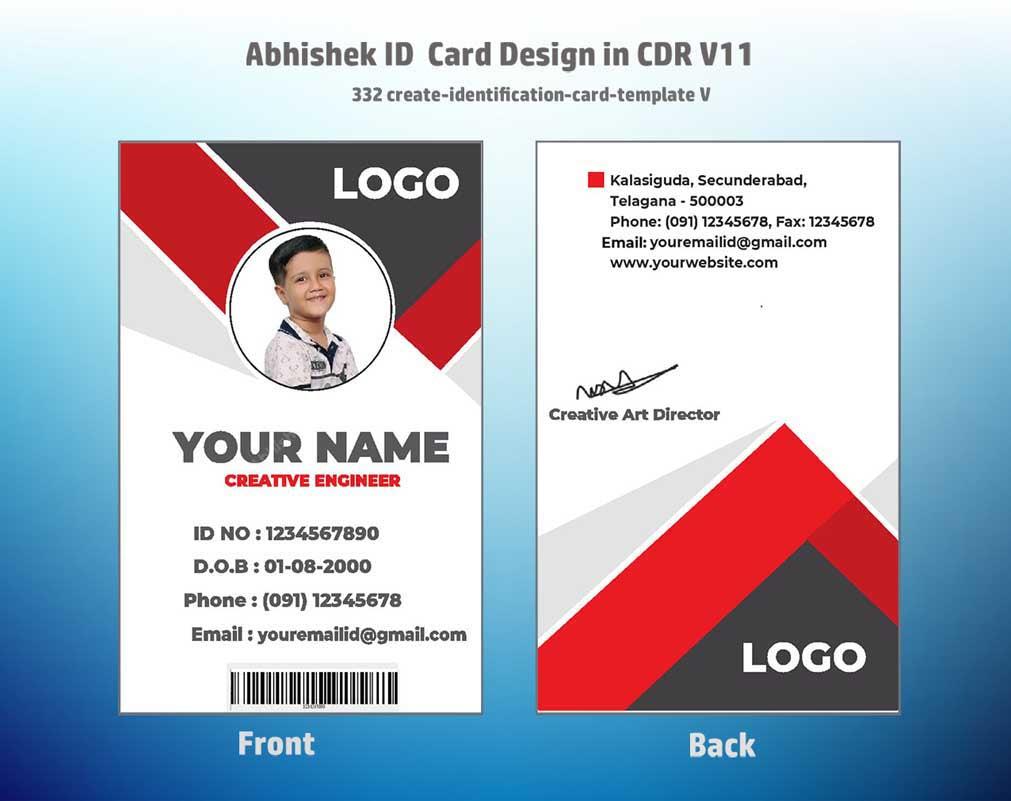 CorelDraw ID Card Templates for administrative office use and blank personnel template integration.
