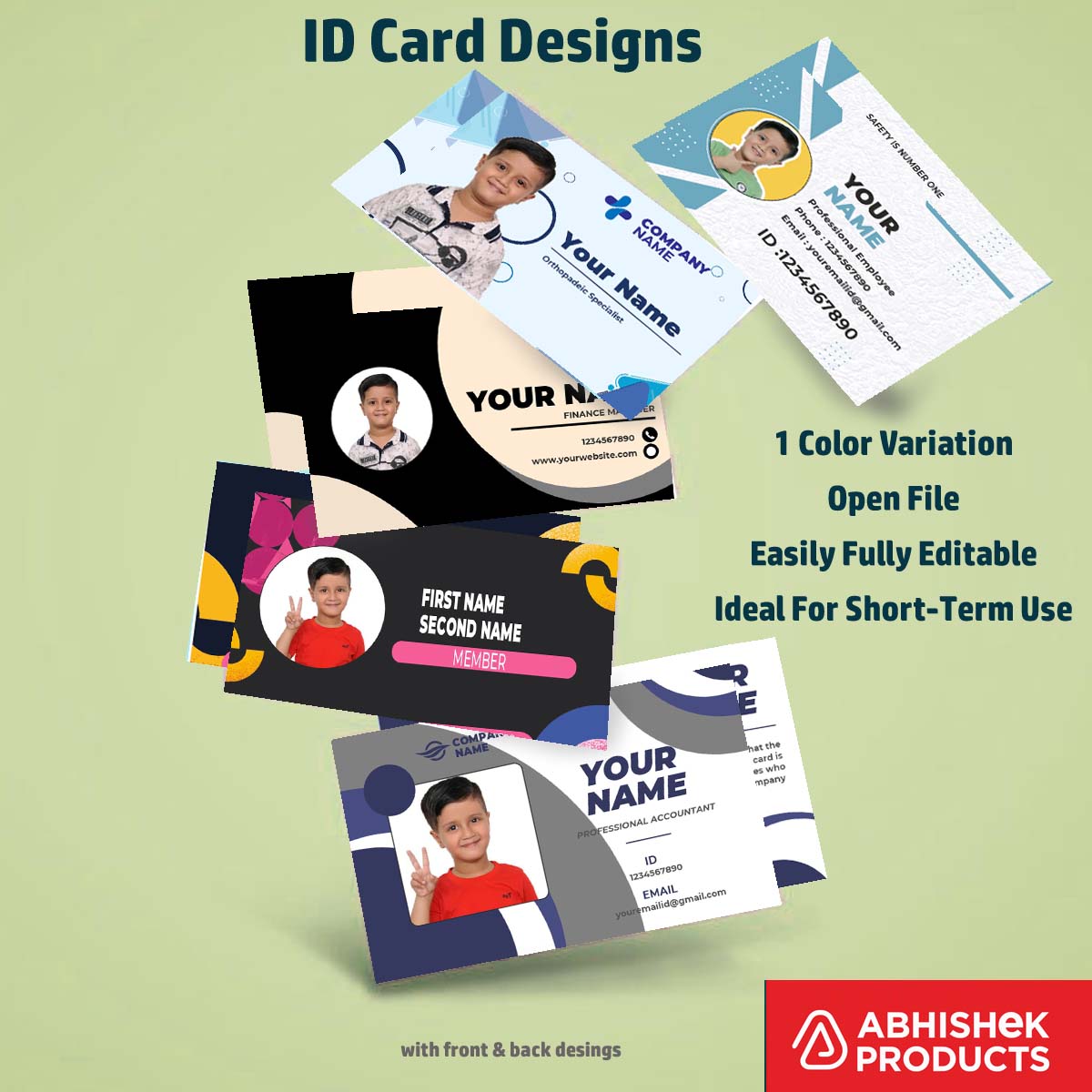 Close-up design sample of CorelDraw 11 ID Card Templates for business badge manufacturing tasks.