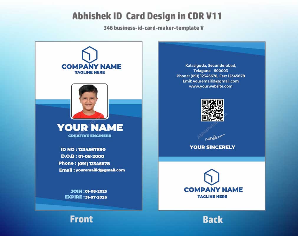 CorelDraw ID Card Templates for secure office access and enterprise card vector generation.