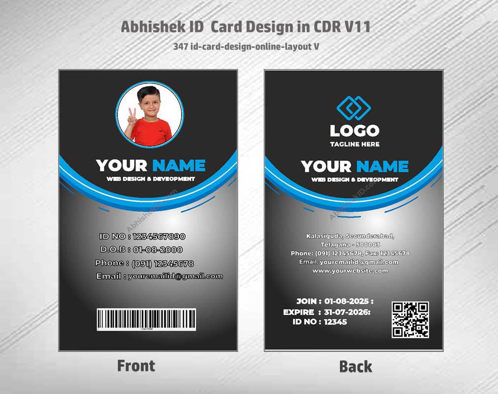 CorelDraw ID Card Templates for business identity manufacturing and web-to-print identification formatting.