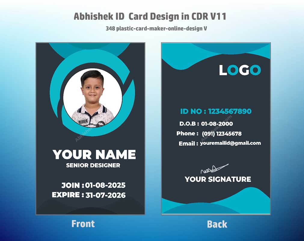 CorelDraw ID Card Templates for commercial printing setups and plastic identity specification rendering.