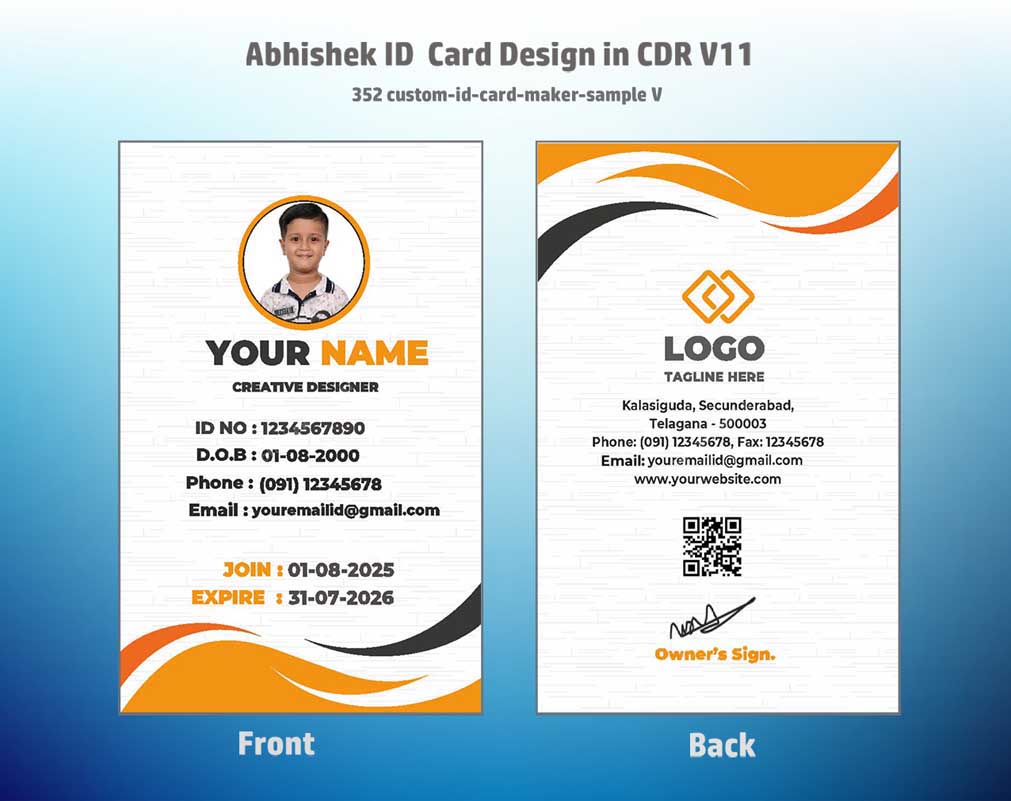 CorelDraw ID Card Templates for corporate signage requirements and personalized identification formatting structures.