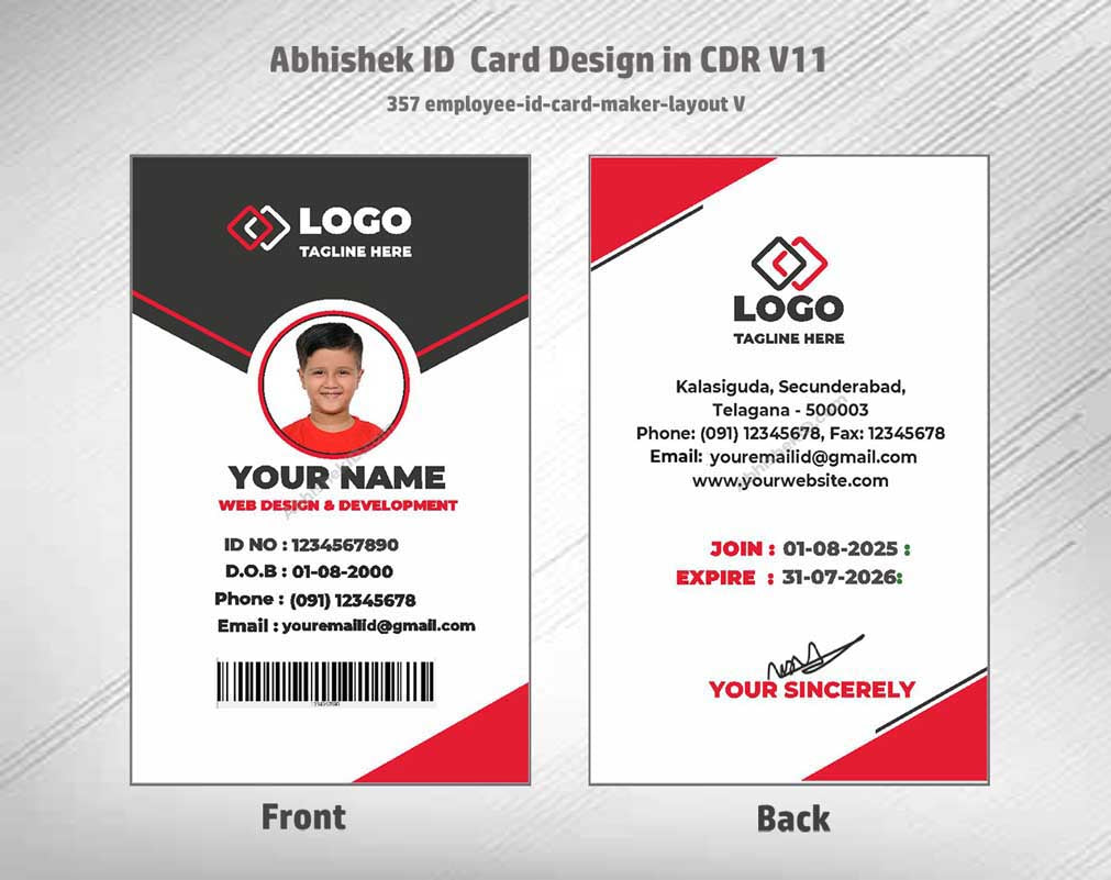 CorelDraw ID Card Templates for administrative office use and standard workforce ID formatting.