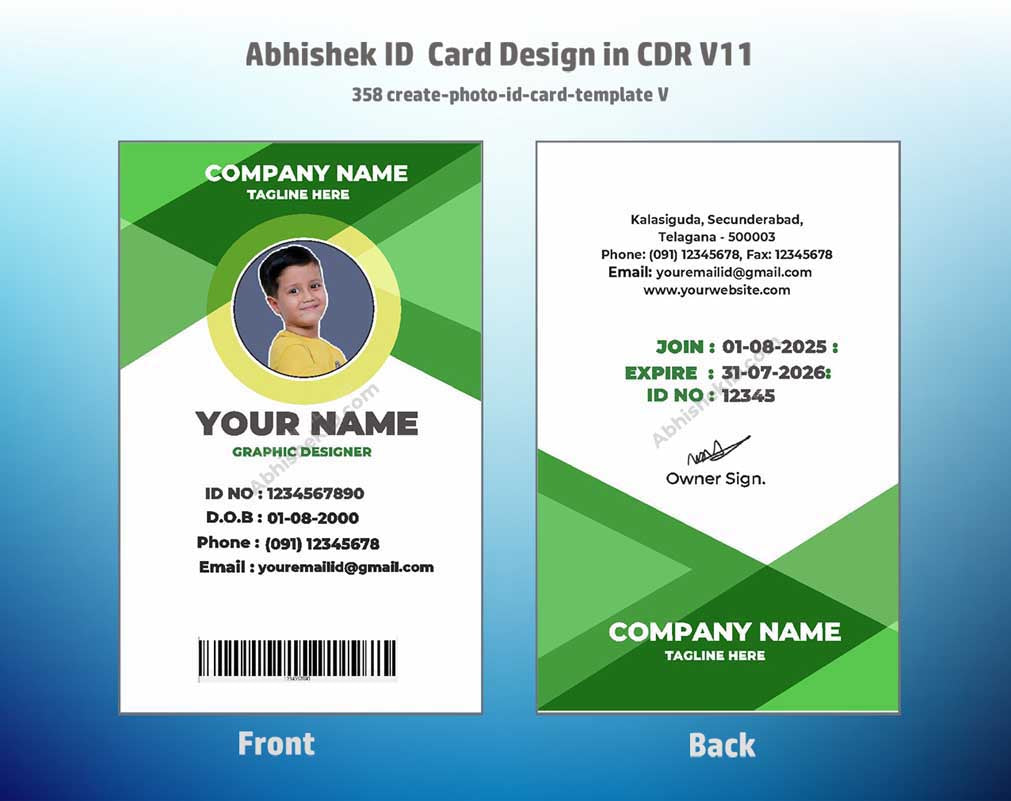 CorelDraw ID Card Templates for ID card printing and portrait credential graphic production.