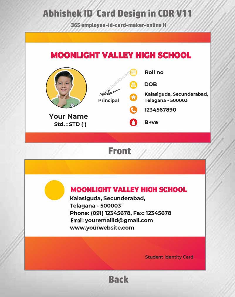 CorelDraw ID Card Templates for administrative office use and personnel card designer rendering.