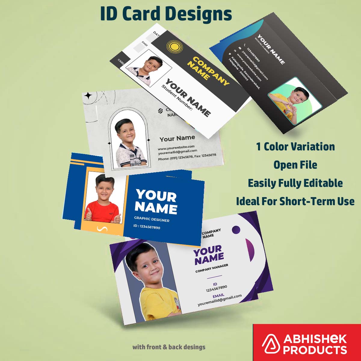 Flat digital layout of CorelDraw 11 ID Card Templates for creating bulk office access passes.