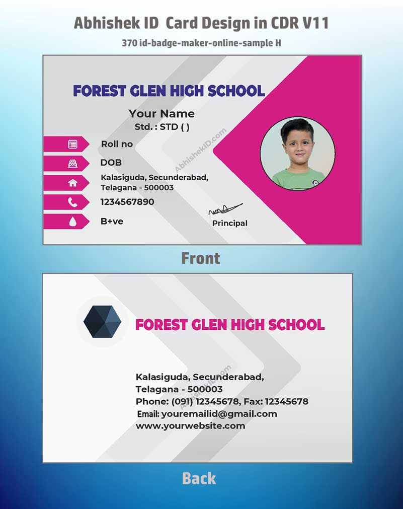 Horizontal layout builder interface sample of CorelDraw ID Card Templates for industrial office use.