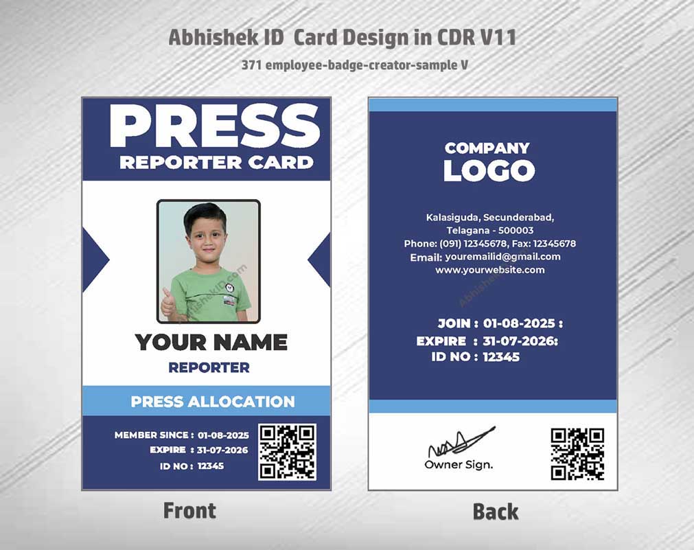 CorelDraw ID Card Templates for business card printing and badge designer preview capabilities.