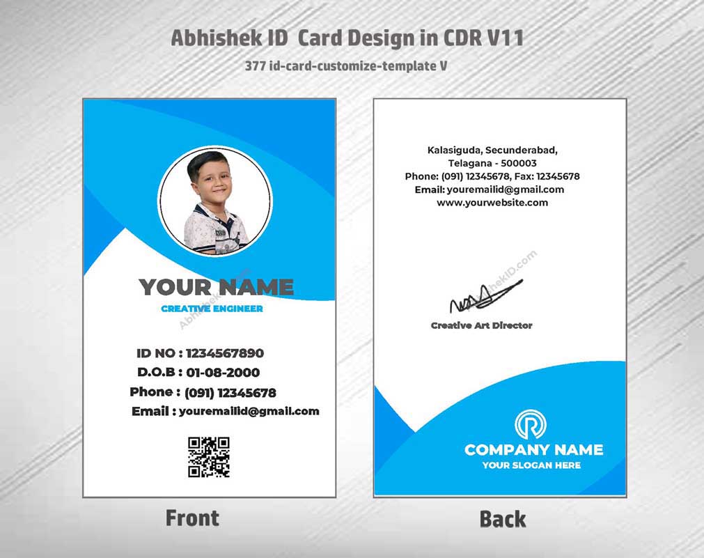 CorelDraw ID Card Templates for corporate staff check-in and editable credential specification handling.