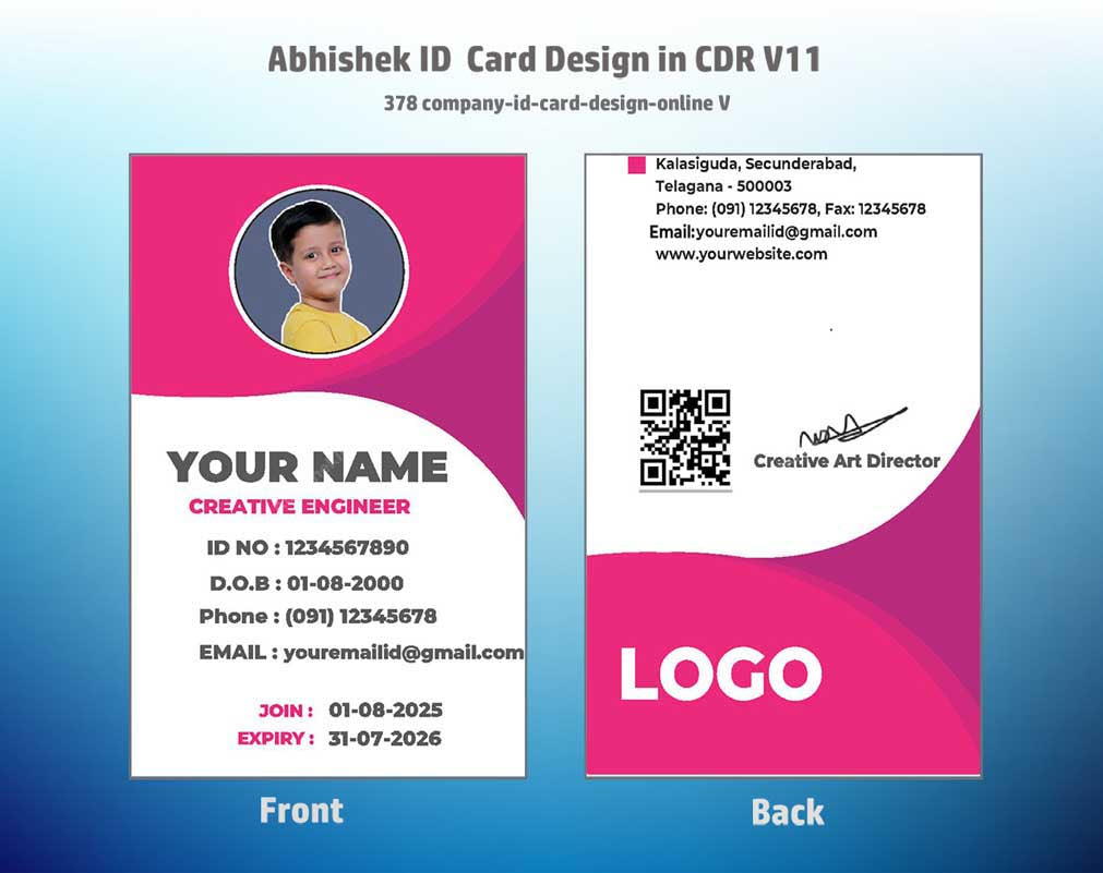 CorelDraw ID Card Templates for internal office use and firm badge design implementation.