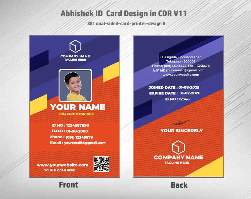 CorelDraw ID Card Templates for business badging and dual face printer file output.