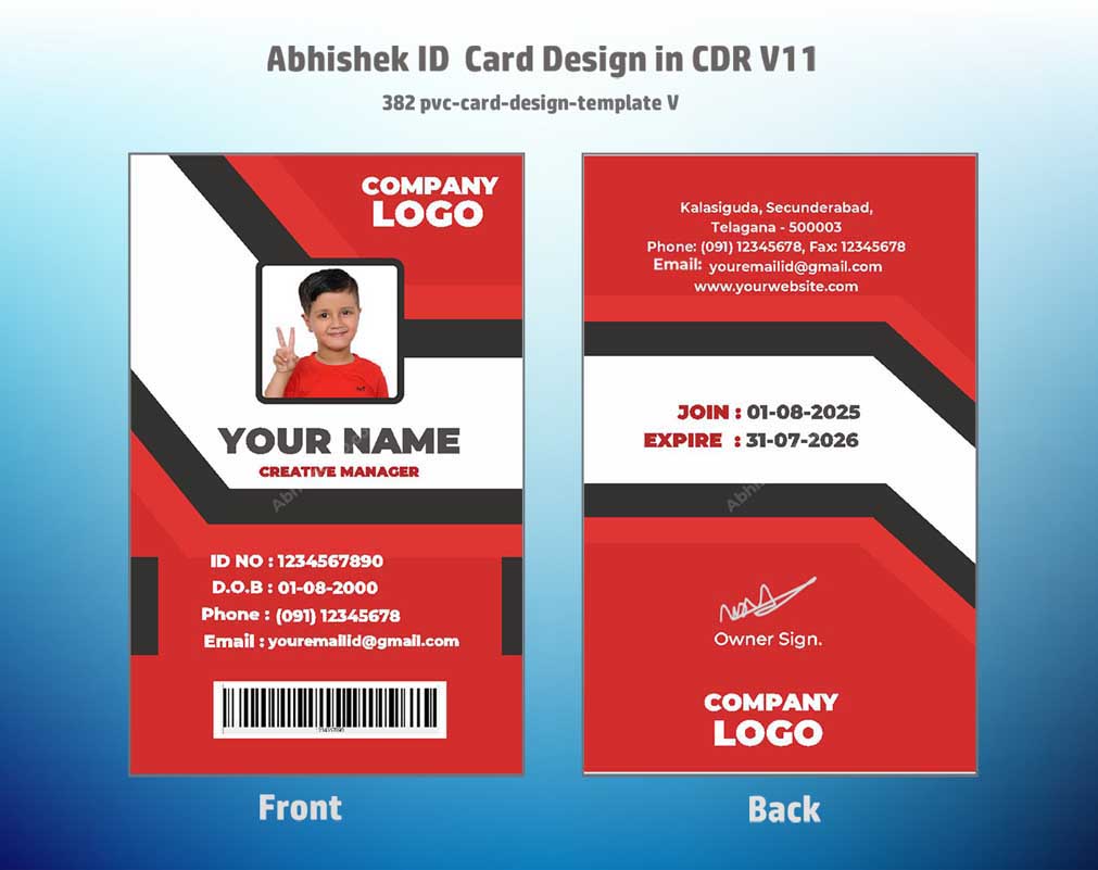 CorelDraw ID Card Templates for ID card printing and polyvinyl chloride layout modeling.