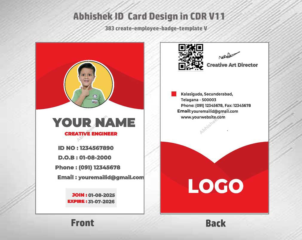 CorelDraw ID Card Templates for commercial office use and team credential frame application.