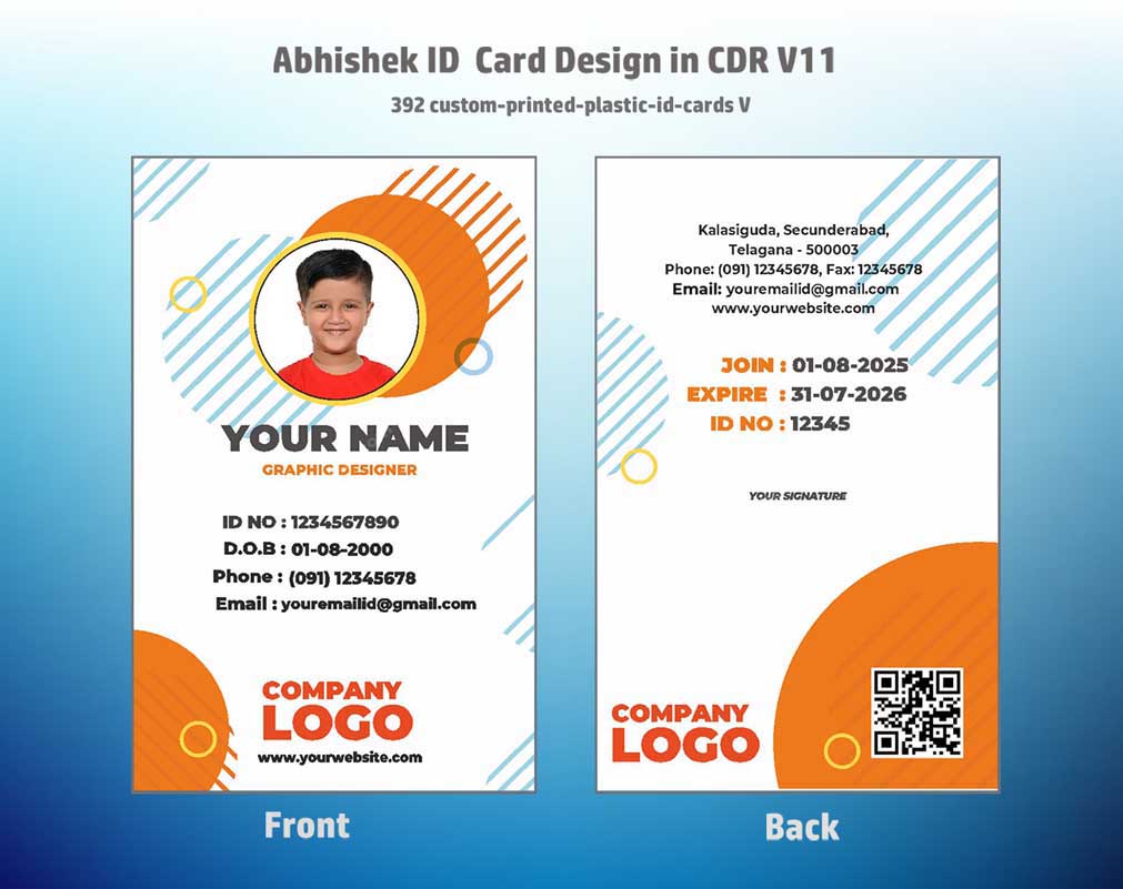 CorelDraw ID Card Templates for corporate business security and physical pass format structuring.