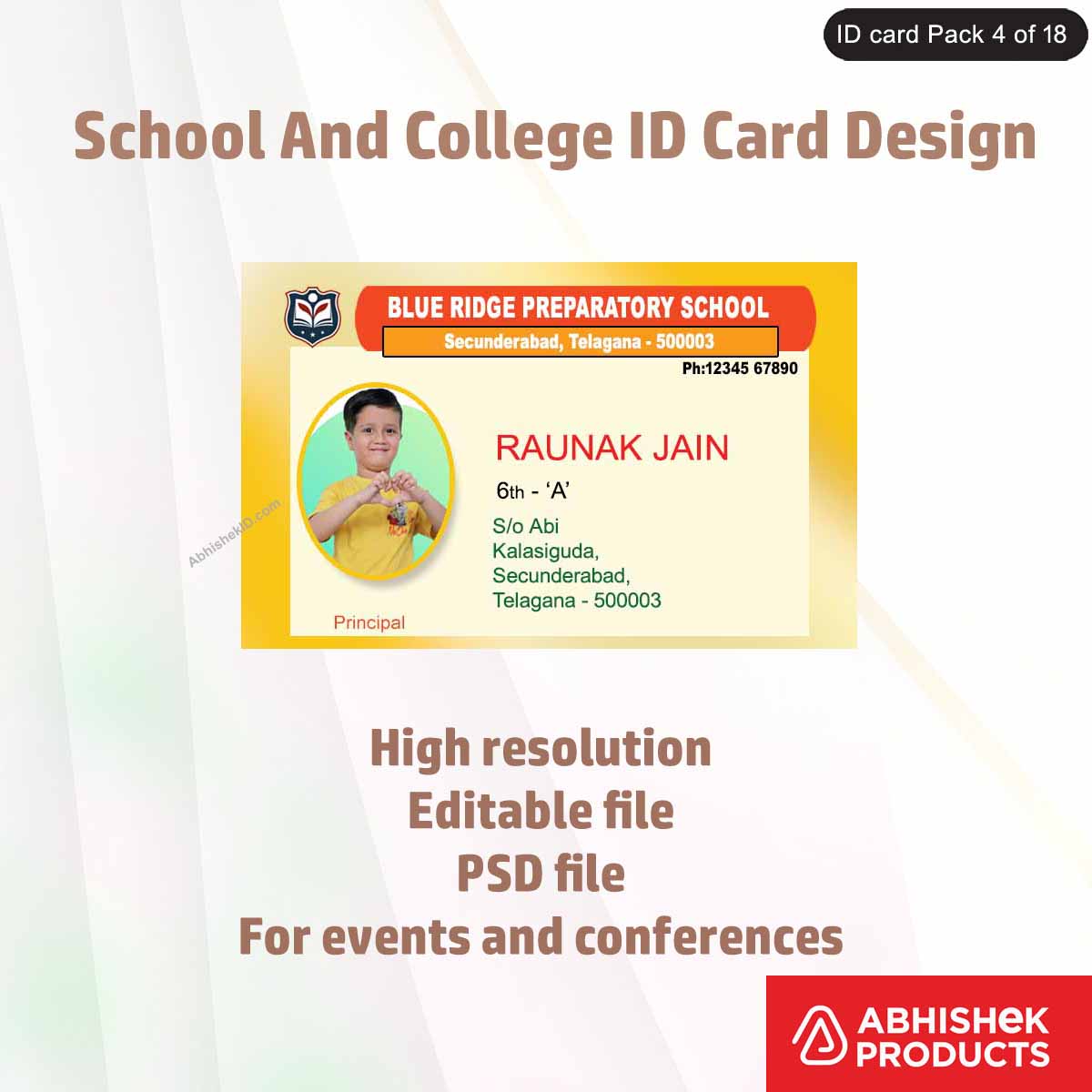 50 School & College ID Card PSD Templates | Editable - View 45 - abhishekid.com