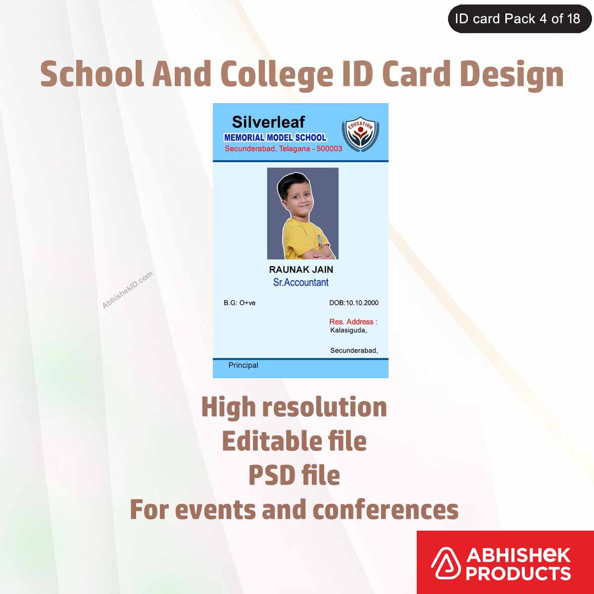 50 School & College ID Card PSD Templates | Editable - View 40 - abhishekid.com