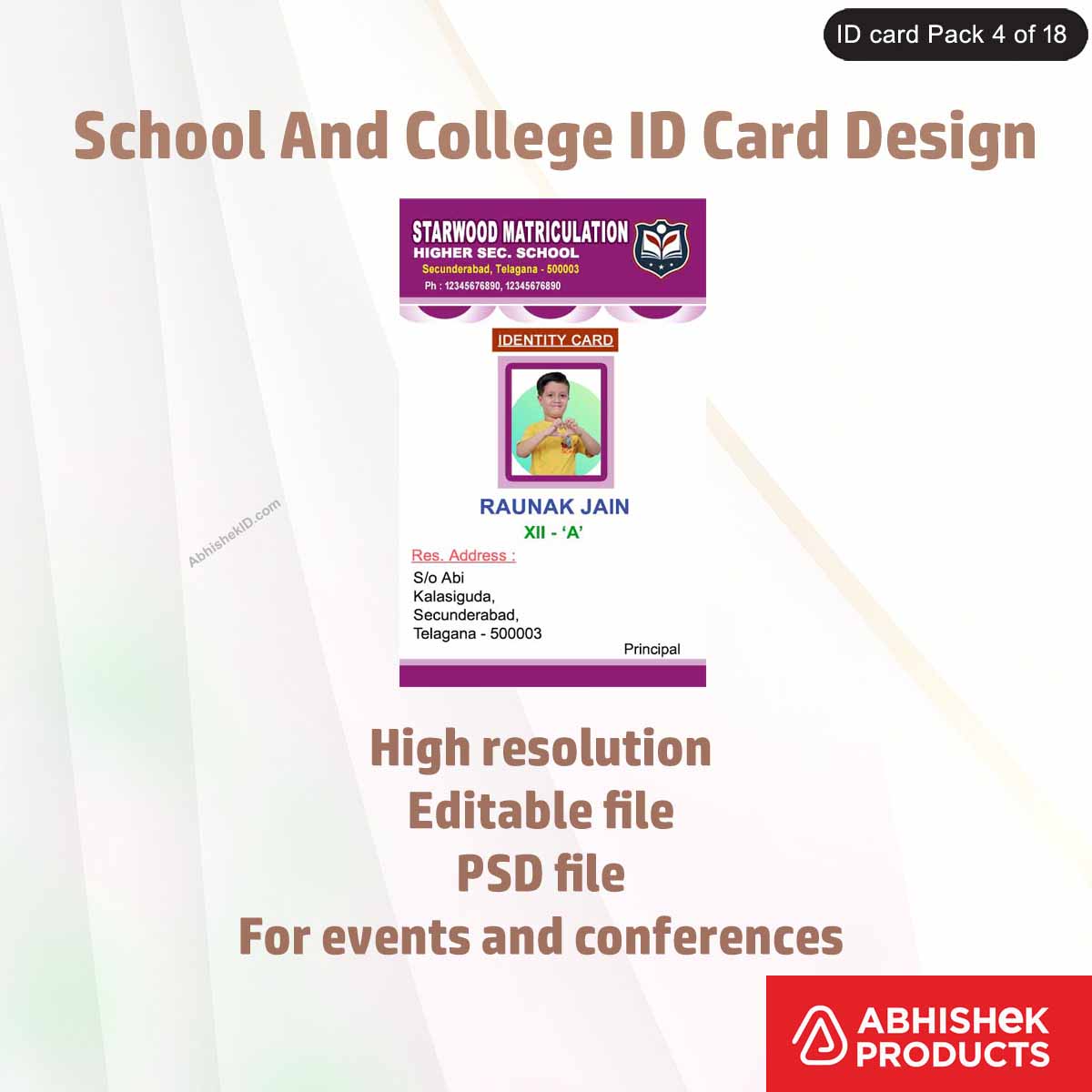 50 School & College ID Card PSD Templates | Editable - View 39 - abhishekid.com