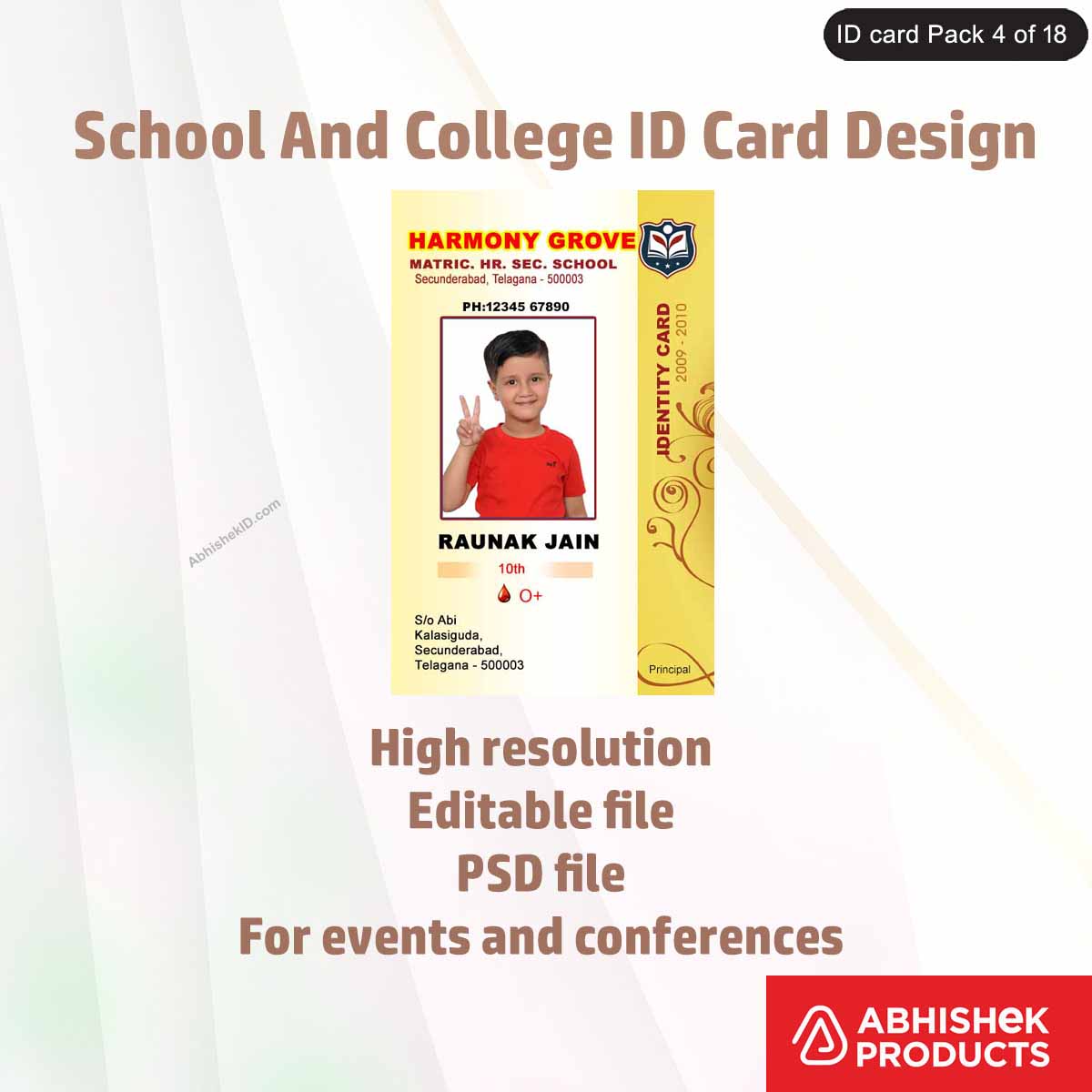 50 School & College ID Card PSD Templates | Editable - View 30 - abhishekid.com