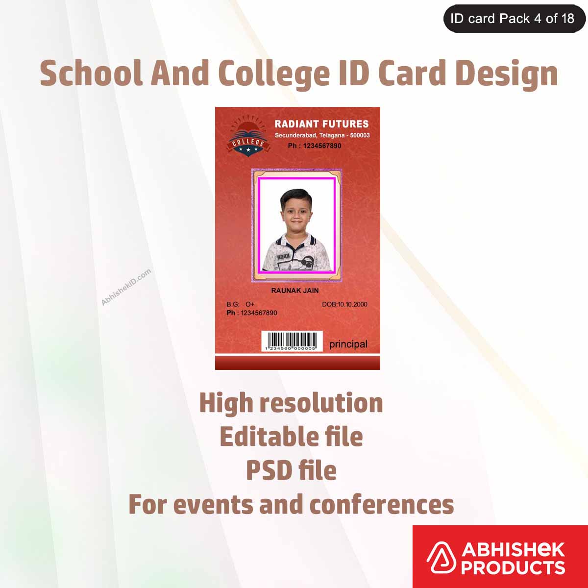 50 School & College ID Card PSD Templates | Editable - View 26 - abhishekid.com