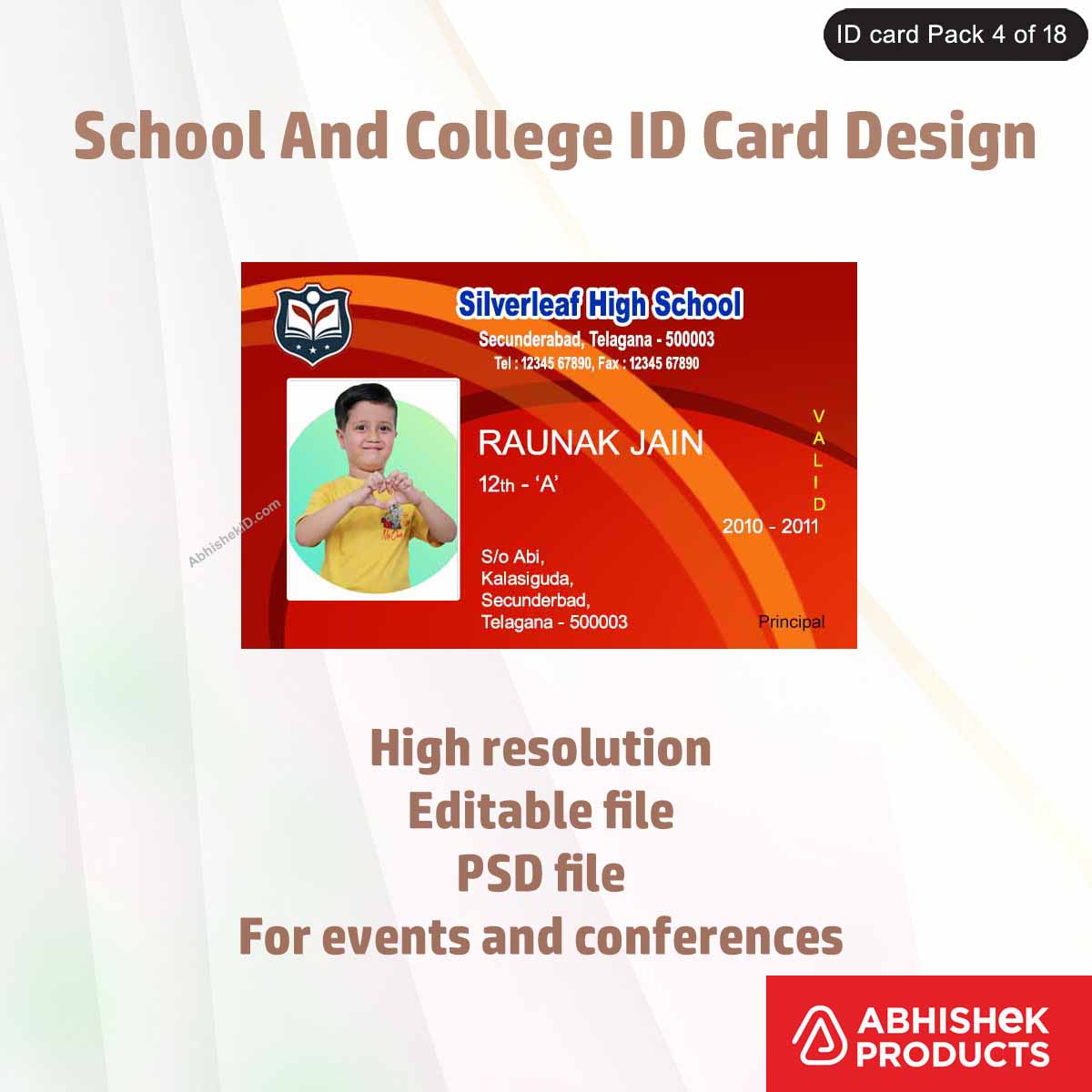 50 School & College ID Card PSD Templates | Editable - View 2 - abhishekid.com