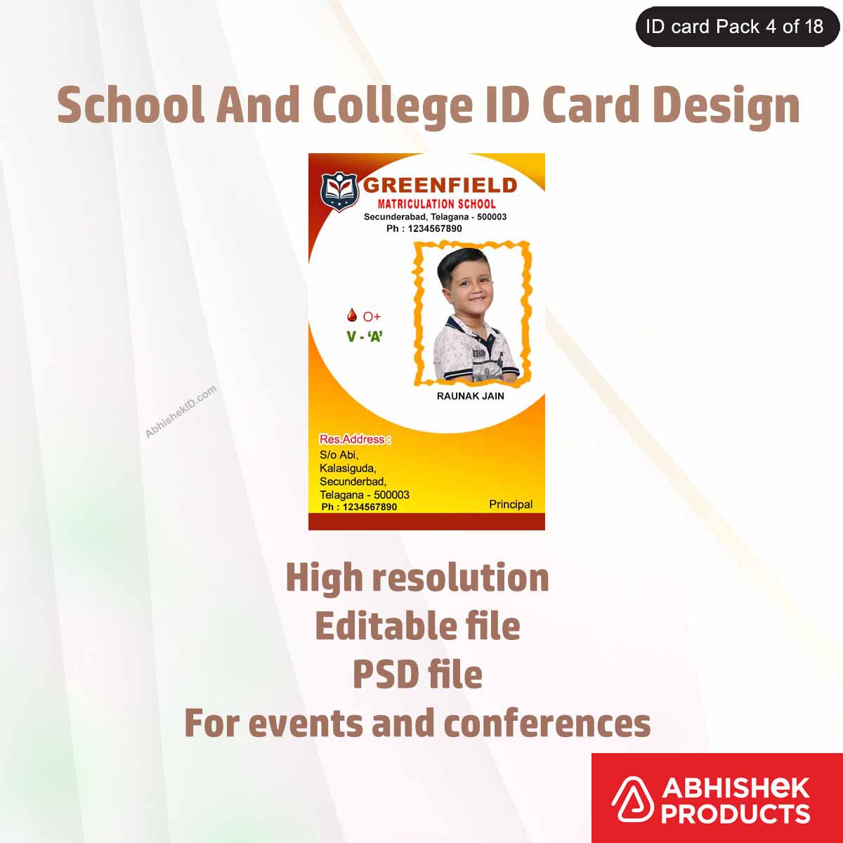 50 School & College ID Card PSD Templates | Editable - View 24 - abhishekid.com