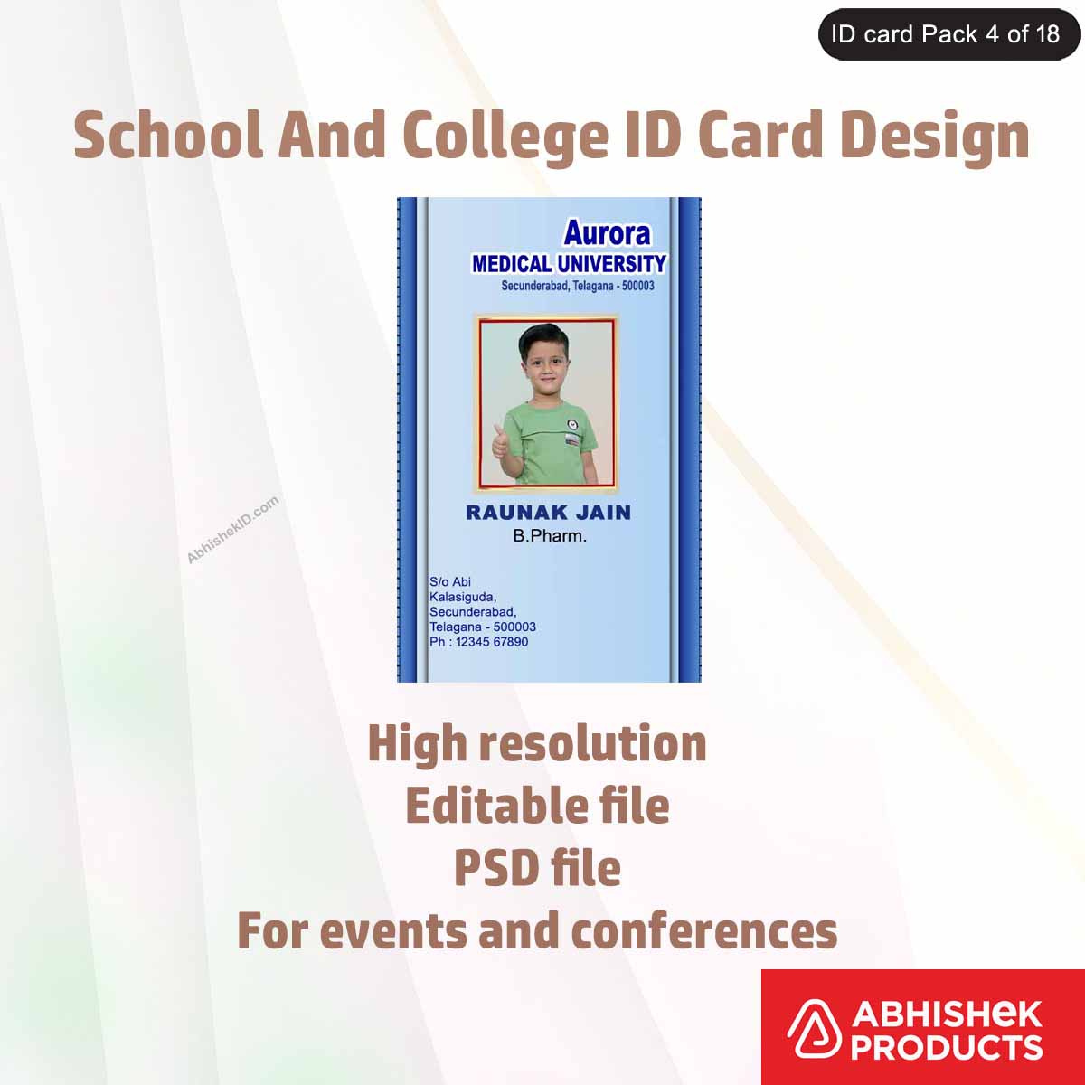 50 School & College ID Card PSD Templates | Editable - View 20 - abhishekid.com