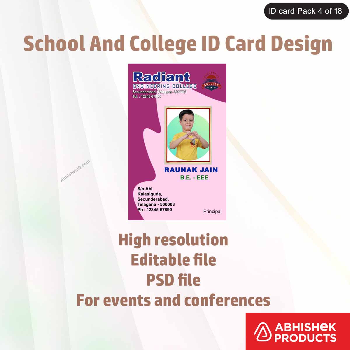 50 School & College ID Card PSD Templates | Editable - View 19 - abhishekid.com