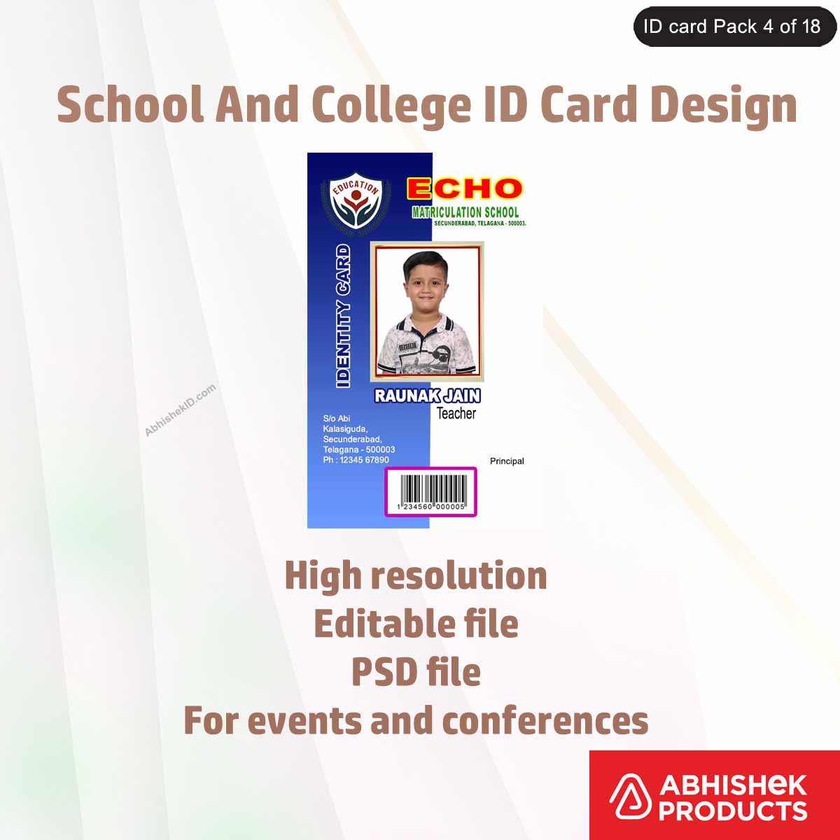 50 School & College ID Card PSD Templates | Editable - View 16 - abhishekid.com