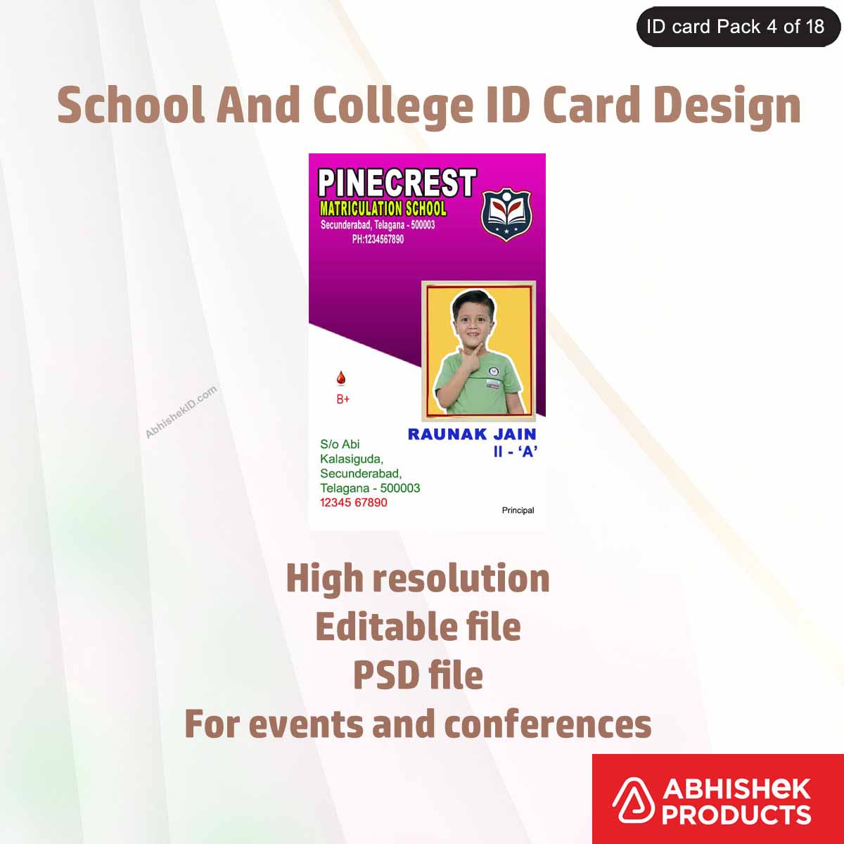 50 School & College ID Card PSD Templates | Editable - View 15 - abhishekid.com