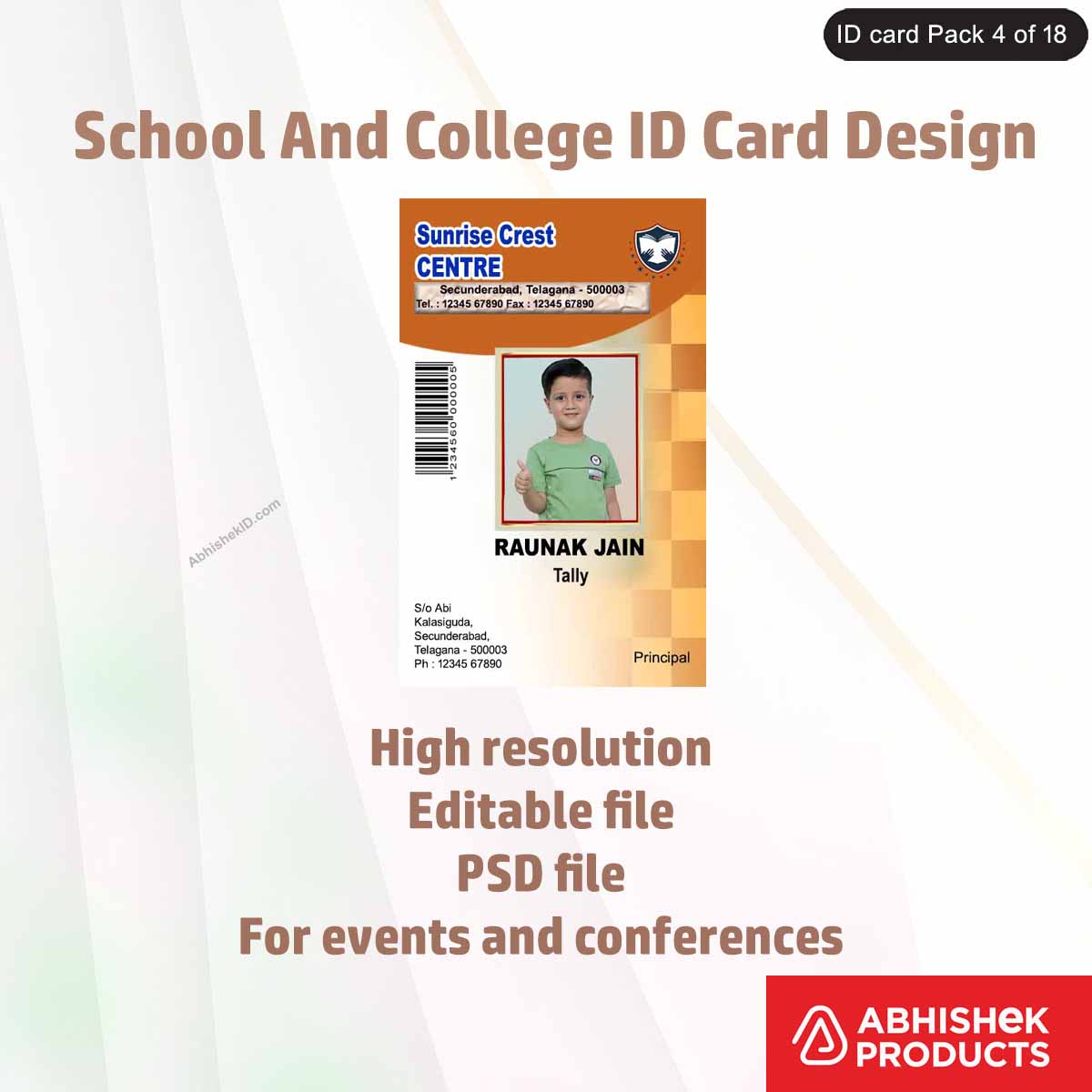 50 School & College ID Card PSD Templates | Editable - View 14 - abhishekid.com