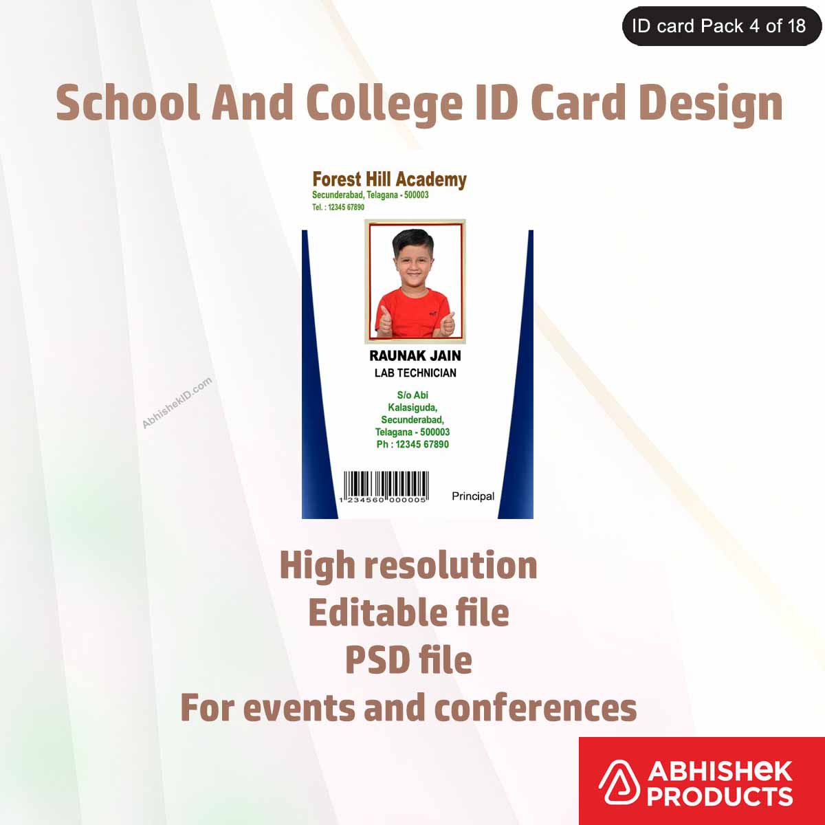 50 School & College ID Card PSD Templates | Editable - View 12 - abhishekid.com