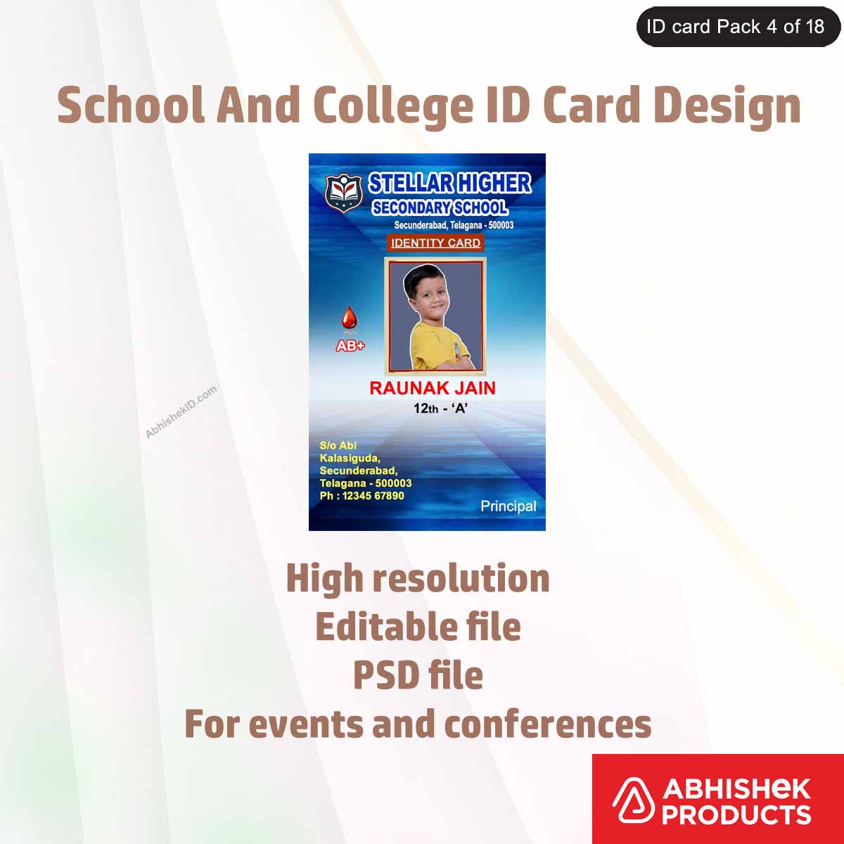 50 School & College ID Card PSD Templates | Editable - View 11 - abhishekid.com