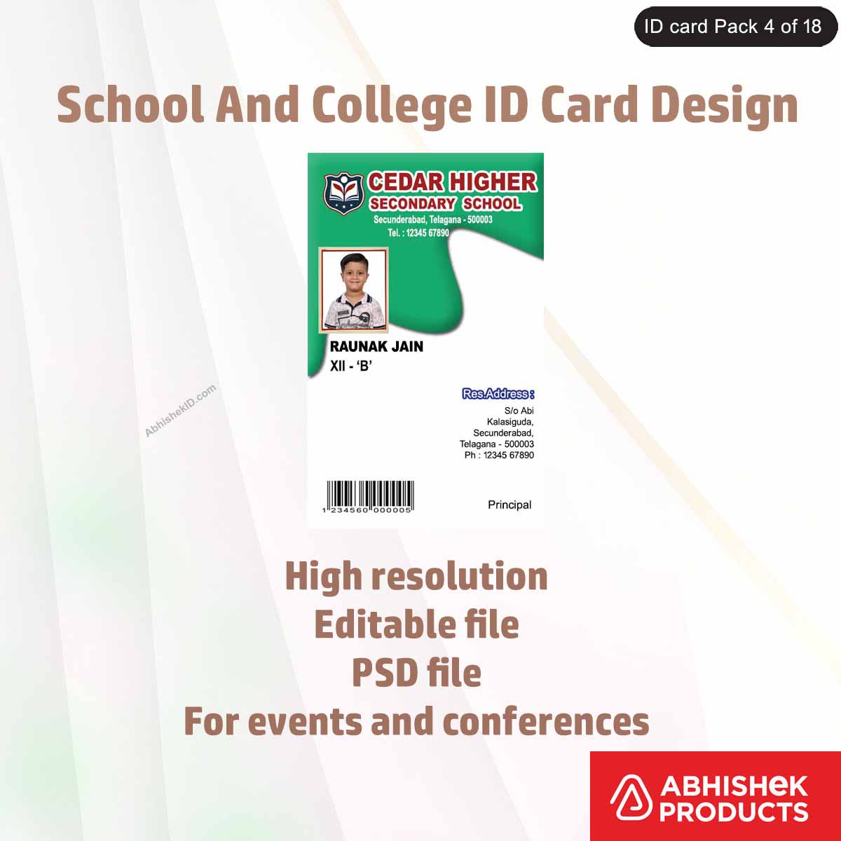 50 School & College ID Card PSD Templates | Editable - View 10 - abhishekid.com