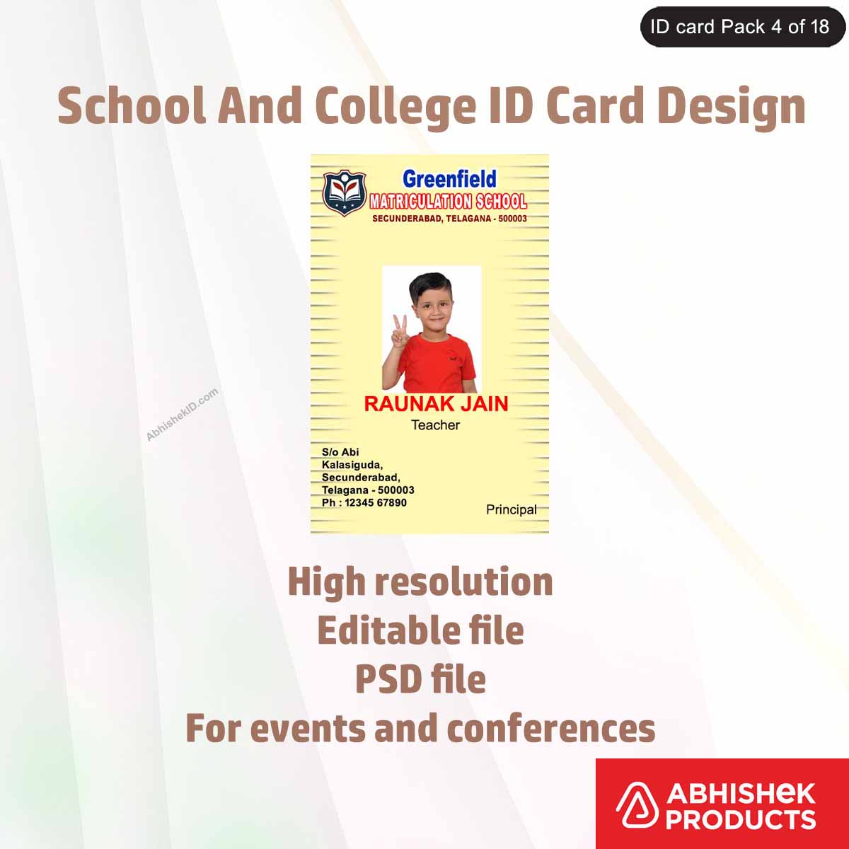 50 School & College ID Card PSD Templates | Editable - View 8 - abhishekid.com
