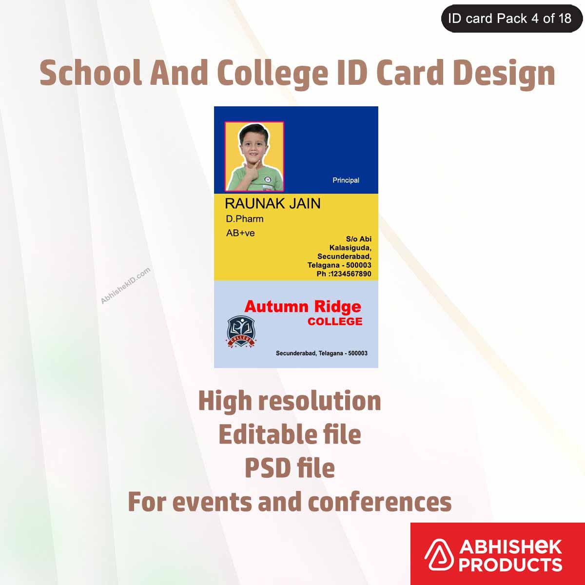 50 School & College ID Card PSD Templates | Editable - View 6 - abhishekid.com