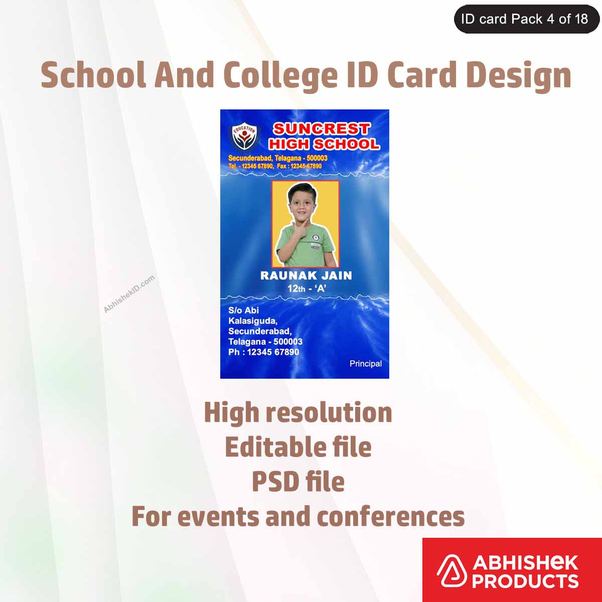 50 School & College ID Card PSD Templates | Editable - View 5 - abhishekid.com
