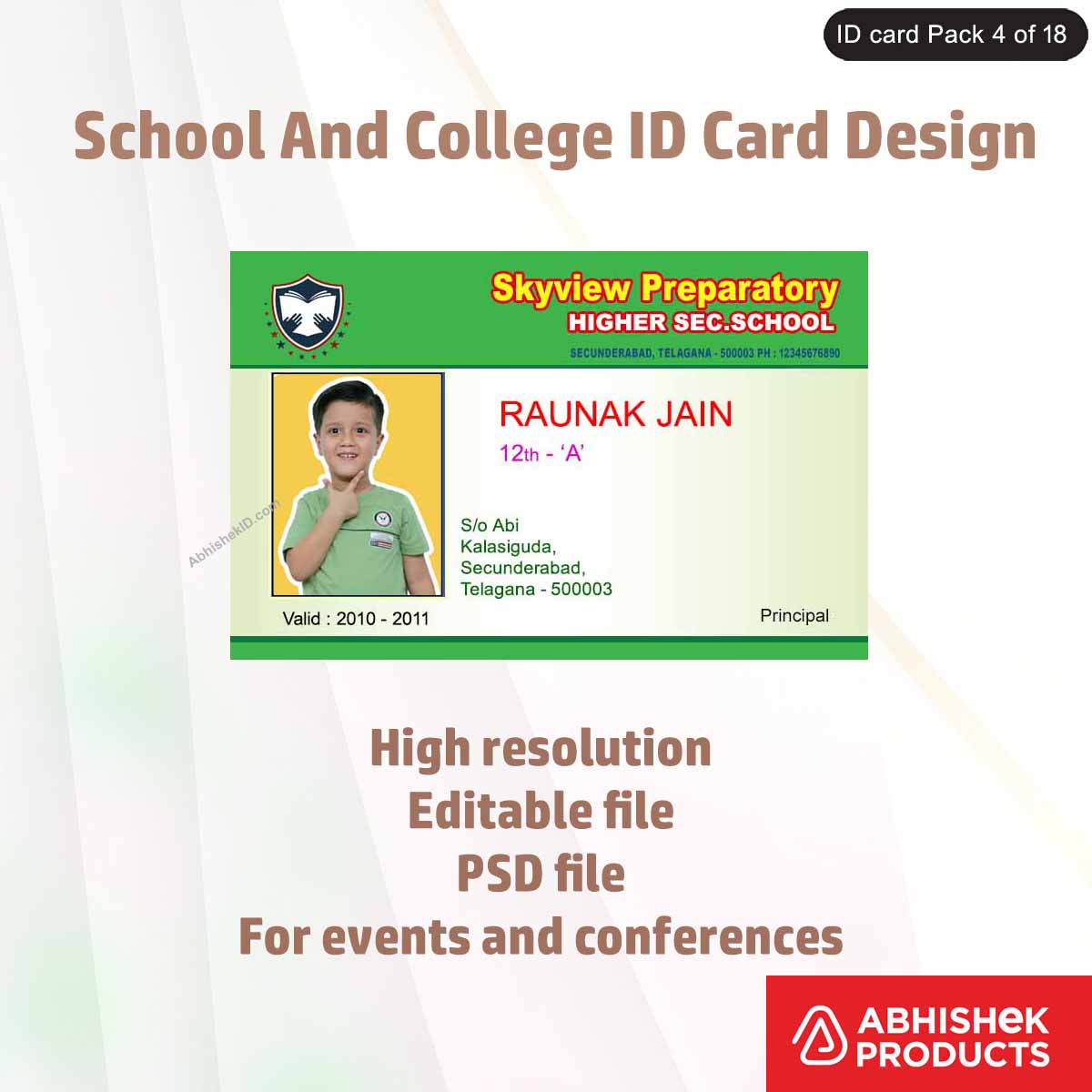 50 School & College ID Card PSD Templates | Editable - View 47 - abhishekid.com