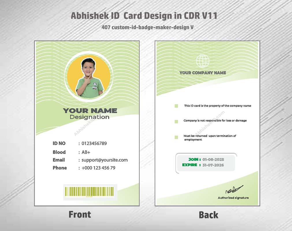 CorelDraw 11 ID Card Templates for specialized heavy machinery operators and certified equipment badges.